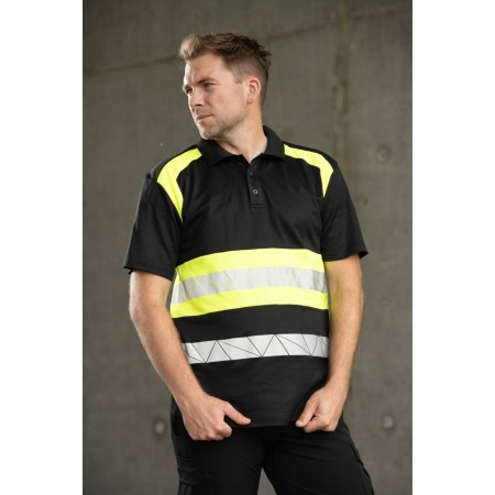 ECO RIVAL KOSZULKA POLO CZARNY/ŻÓŁTY - SEVEN KINGS