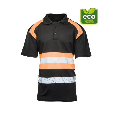ECO RIVAL KOSZULKA POLO CZARNY/POMARAŃCZ - SEVEN KINGS