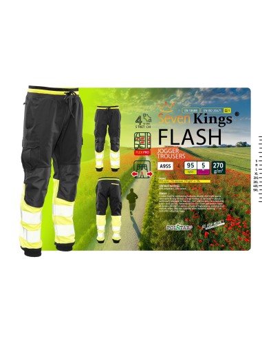 FLASH JOGGER SPODNIE SKF03Y CZARNY/ŻÓŁTY KAT II...