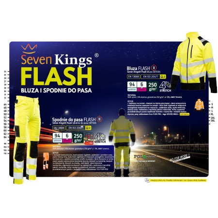 SPODNIE DO PASA FLASH OSTRZEGAWCZE POMARAŃCZ SKF006 KAT II - SEVEN KINGS