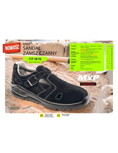 SANDAŁ MXP S1P SR FO ZAMSZ CZARNY - MAX-POPULAR.