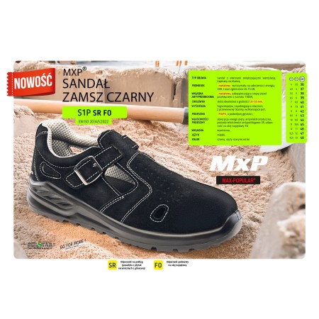 SANDAŁ MXP S1P SR FO ZAMSZ CZARNY - MAX-POPULAR.