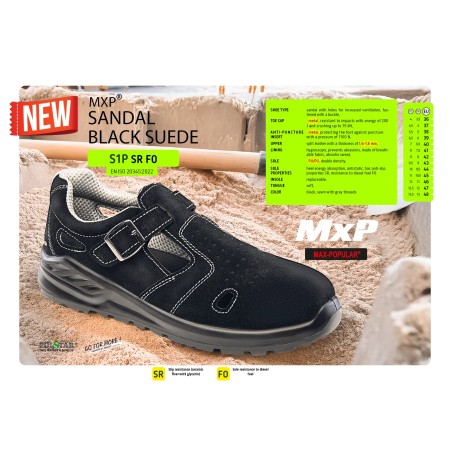 SANDAŁ MXP S1P SR FO ZAMSZ CZARNY - MAX-POPULAR.