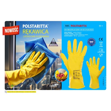 RĘKAWICE POLSTARITTA GUMOWE FLOKOWANE (2110X ) ŻÓŁTA - POLSTARITTA