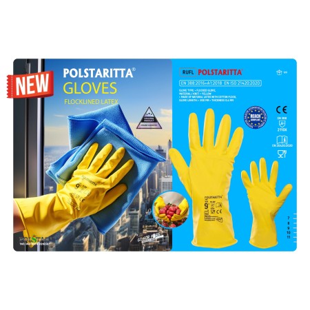 RĘKAWICE POLSTARITTA GUMOWE FLOKOWANE (2110X ) ŻÓŁTA - POLSTARITTA