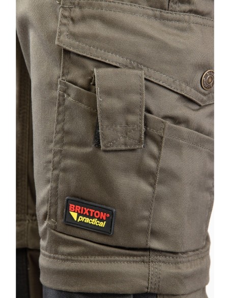 SPODNIE DO PASA KHAKI - ODPINANE NOGAWKI - BRIXTON PRACTICAL