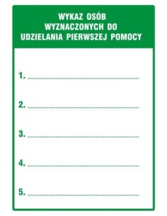 WYKAZ OSÓB WYZNACZONYCH DO UDZIELANIA PIERWSZEJ POMOCY 15,8x22,3cm