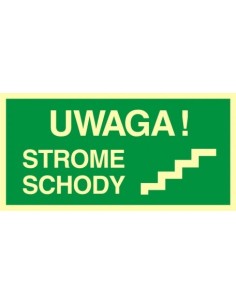 UWAGA STROME SCHODY 10x20cm - naklejka