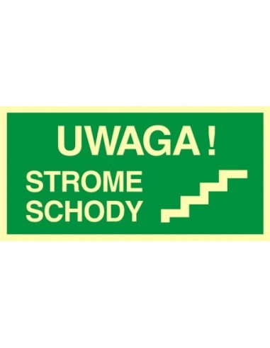 UWAGA STROME SCHODY 10x20cm - naklejka